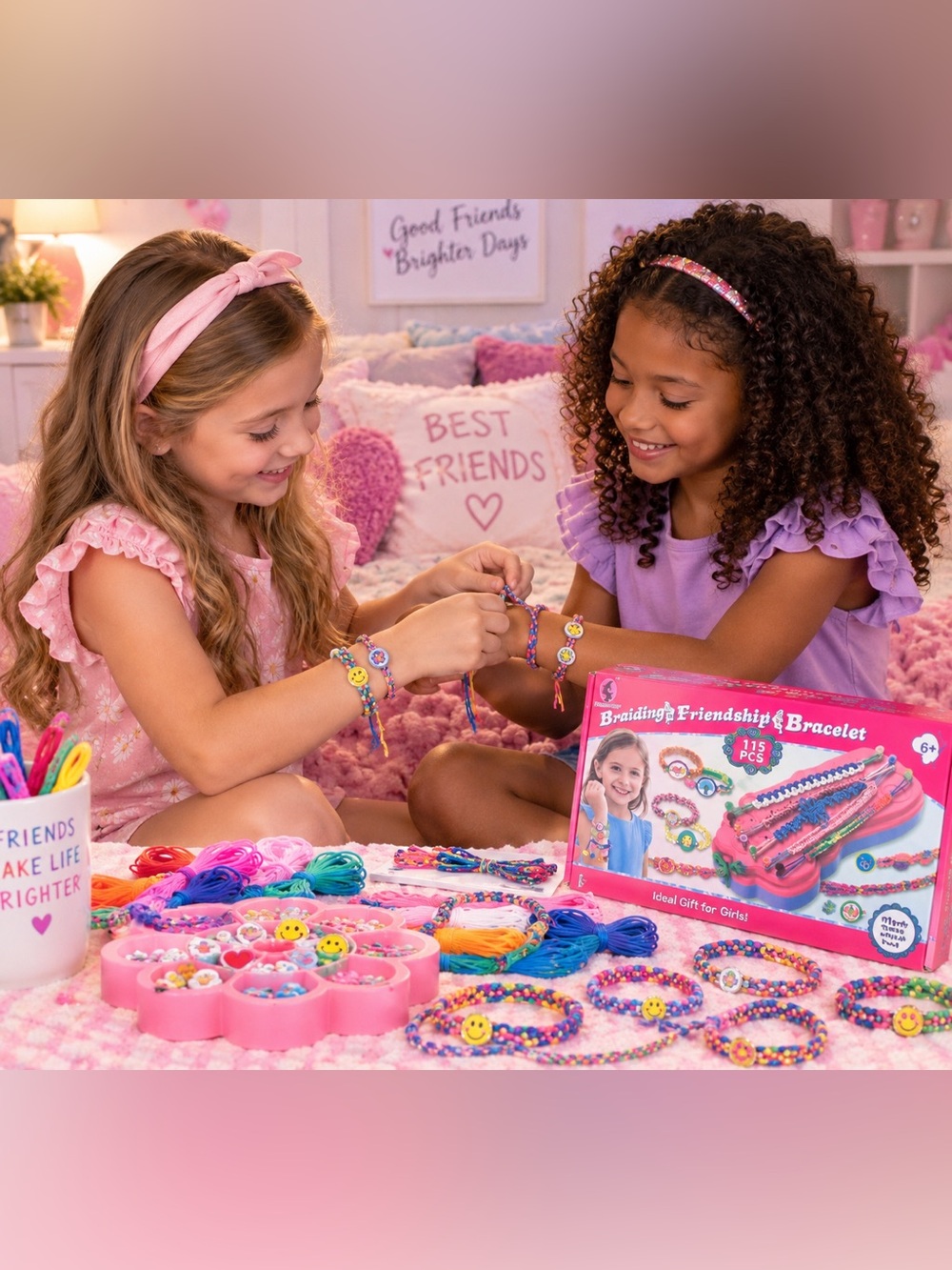 Friendship Bracelet Kit for Kids – Pink & Purple Braiding Set